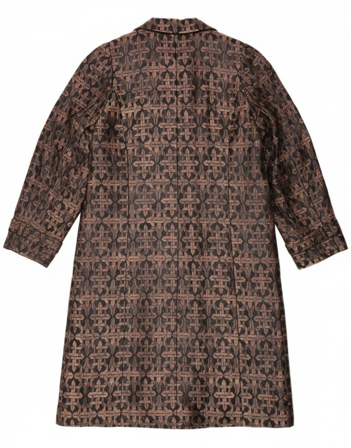 Vintage Γυναικείο Διπλό Παλτό UK 14 Μεσαίο Καφέ Γεωμετρικό