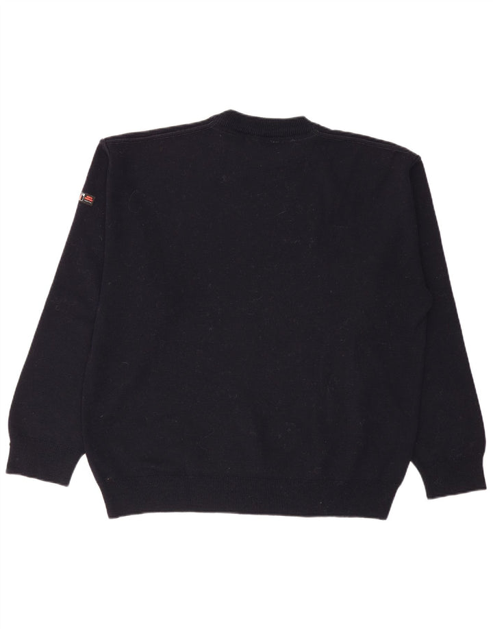 Ανδρικό πουλόβερ με λαιμόκοψη VINTAGE Μεγάλο μπλε βαμβακερό