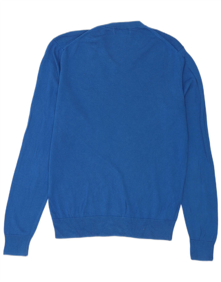 Fred Perry Ανδρικό πουλόβερ με λαιμόκοψη με V λαιμόκοψη, μικρό μπλε βαμβακερό