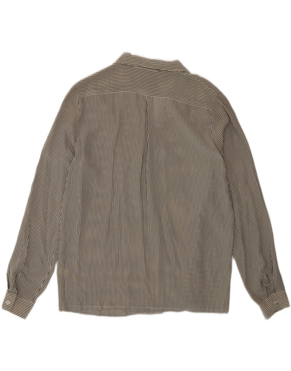 Alba Fornari Γυναικείο Πουκάμισο Μπλούζα UK 14 Μέτριο λευκό ριγέ μετάξι