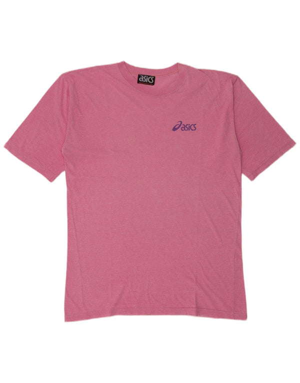 Asics Mens Graphic T-Shirt Top XL Pink Cotton