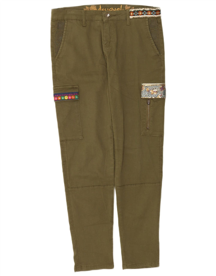Desigual Γυναικείο γραφικό λεπτό παντελόνι Cargo EU 40 Medium W30 L29 Khaki