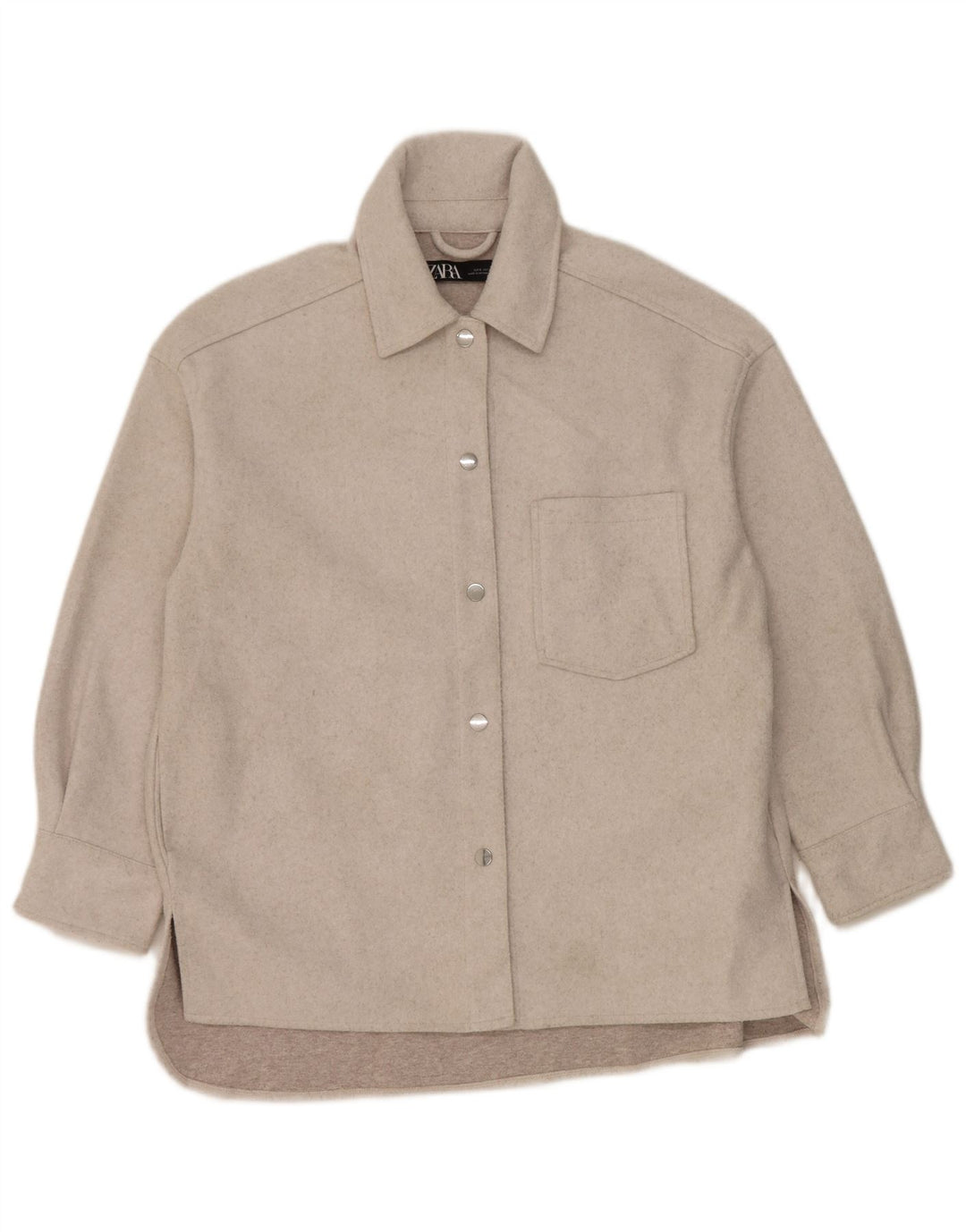 Zara Γυναικείο Φανελένιο Πουκάμισο UK 10 Small Grey Polyester
