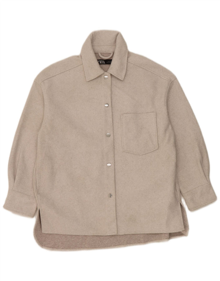 Zara Γυναικείο Φανελένιο Πουκάμισο UK 10 Small Grey Polyester