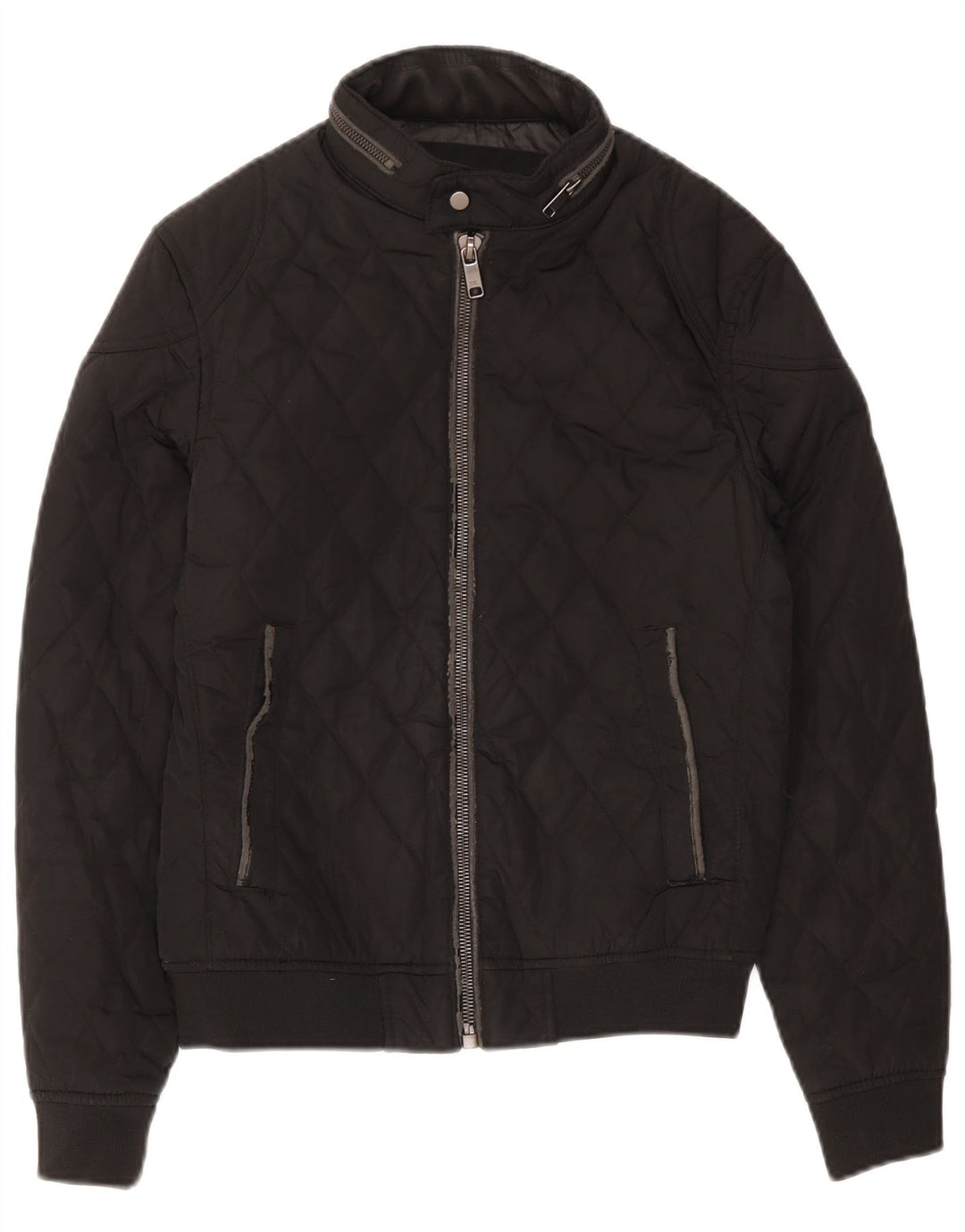 Zara Ανδρικό Καπιτονέ μπουφάν με κουκούλα UK 36 Small Black Polyester