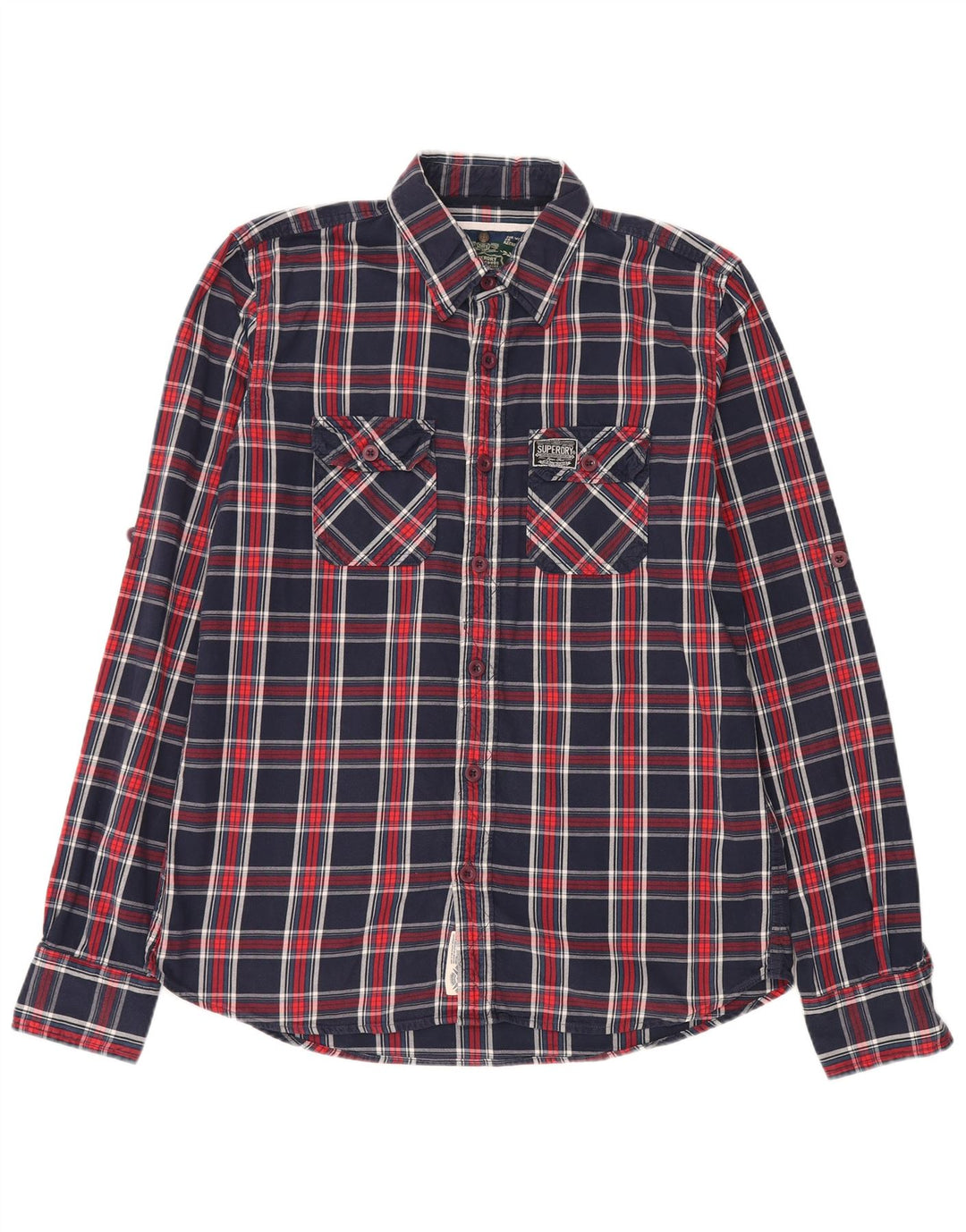 Ανδρικό φανελένιο πουκάμισο Superdry 2XL Navy Blue Check Cotton
