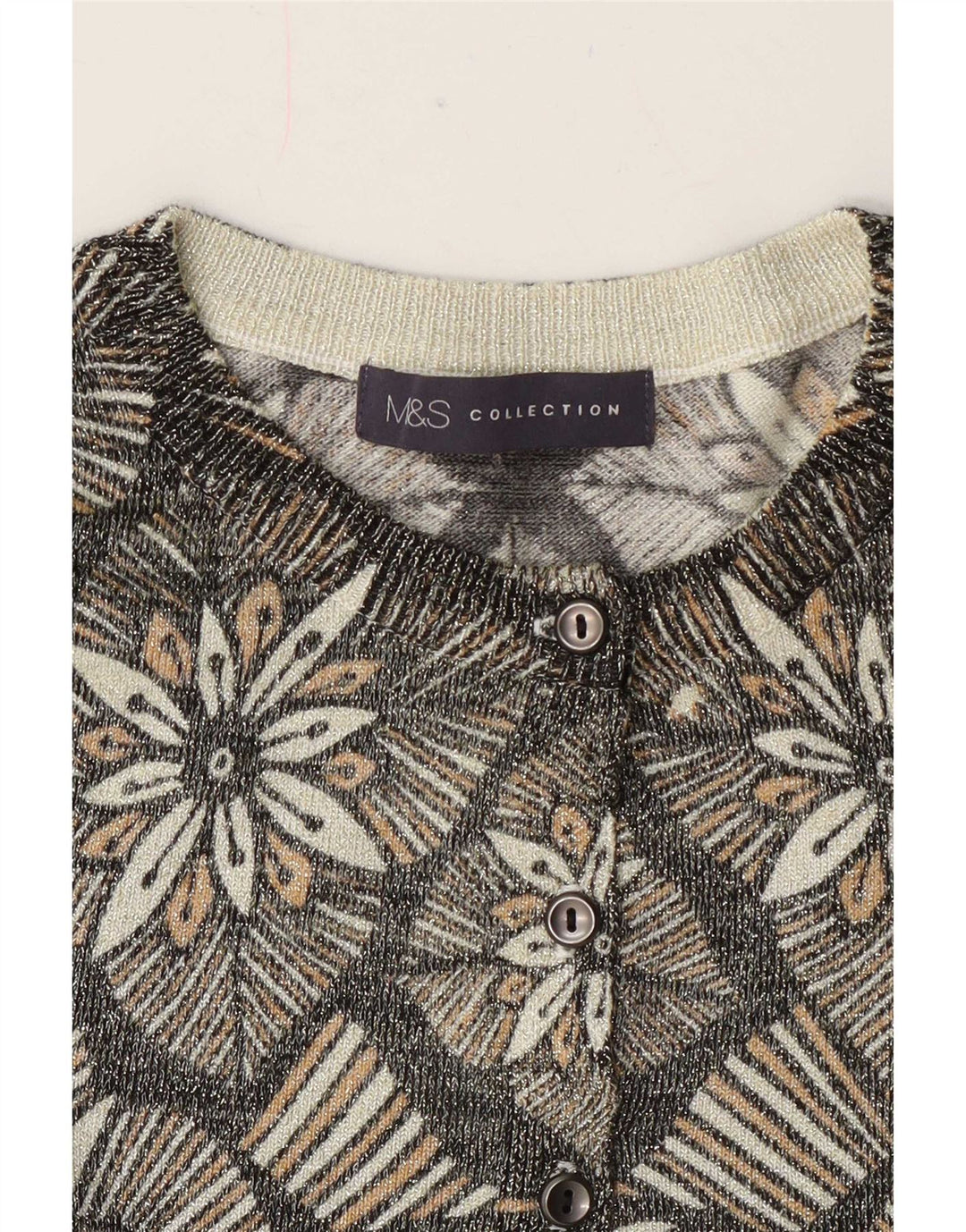 Marks & Spencer Γυναικεία ζακέτα πουλόβερ UK 14 Medium Grey Floral Classic
