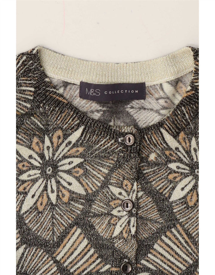 Marks & Spencer Γυναικεία ζακέτα πουλόβερ UK 14 Medium Grey Floral Classic