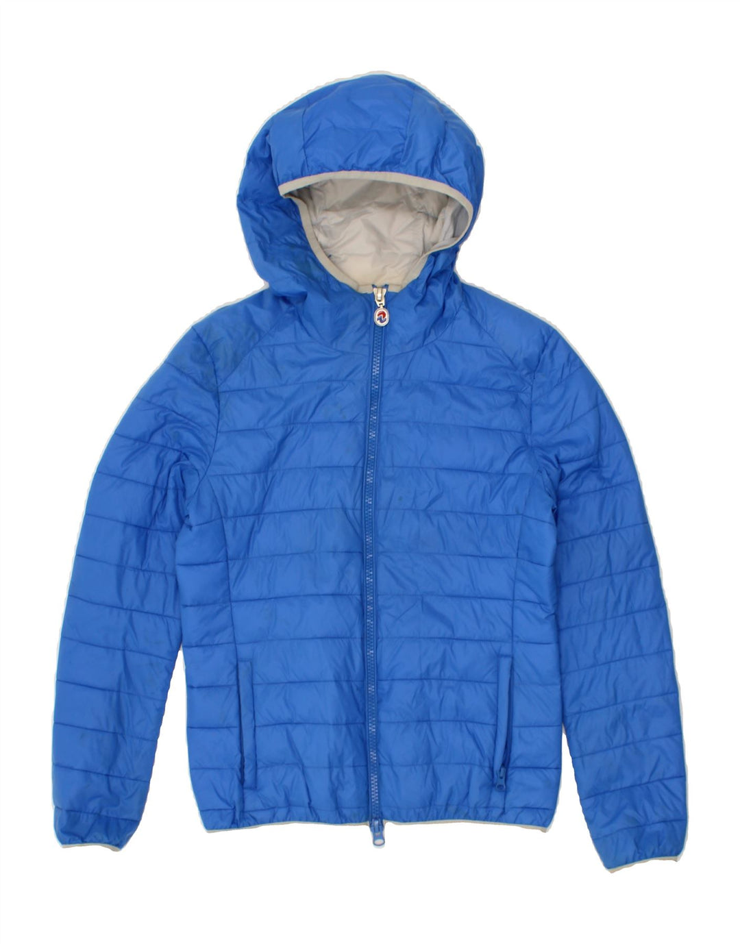 INVICTA Womens Hooded Padded Jacket UK 14 Large Blue Polyamide Vintage Invicta and Second-Hand Invicta from Messina Hembry 