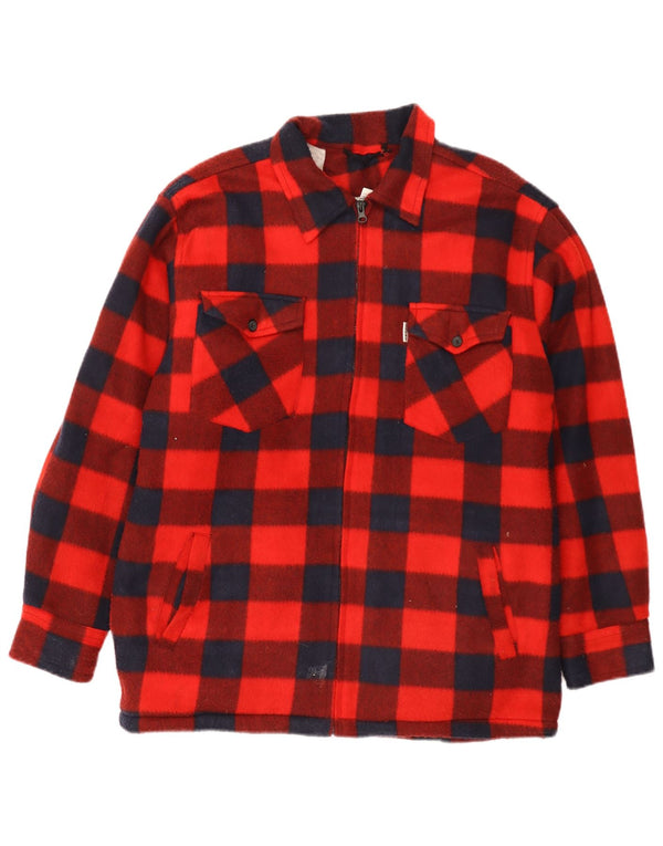 Vintage Ανδρικό Fleece πουκάμισο Ξυλοκόπος Μεγάλο Κόκκινο Πολυεστέρας Gingham