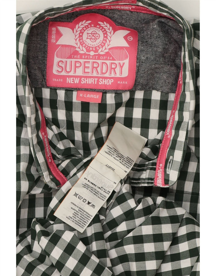 Ανδρικό πουκάμισο SUPERDRY XL Πράσινο βαμβακερό Gingham