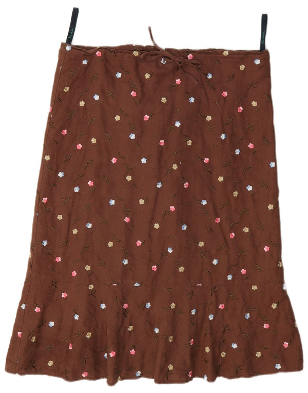 Γυναικεία φούστα Boden A-Line UK 10 Small W34 Linen με καφέ στίγματα