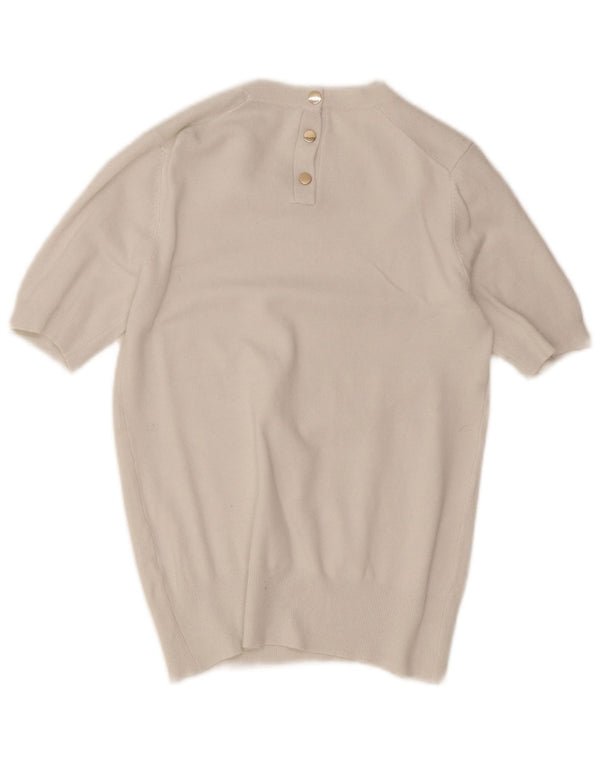 Γυναικείο κοντομάνικο Zara πουλόβερ με λαιμόκοψη UK 12 Medium White