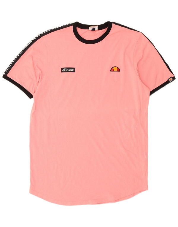 Ανδρικό γραφικό T-Shirt Ellesse Top 2XL Pink Colourblock Βαμβακερό