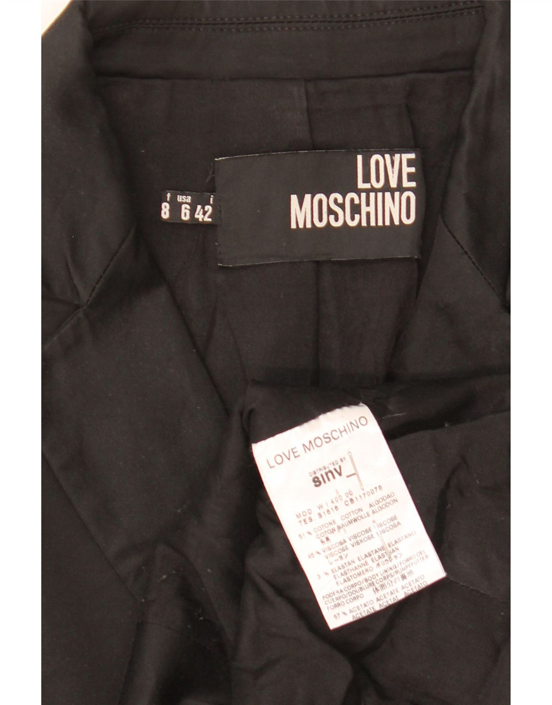 Moschino Γυναικείο Μπουφάν Blazer Crop 3 Κουμπιών IT 42 Μεσαίο Μαύρο Βαμβακερό