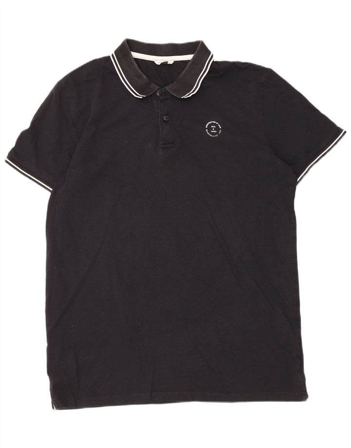 Jack & Jones Ανδρικό Πόλο Μπλουζάκι XL Μαύρο ριγέ