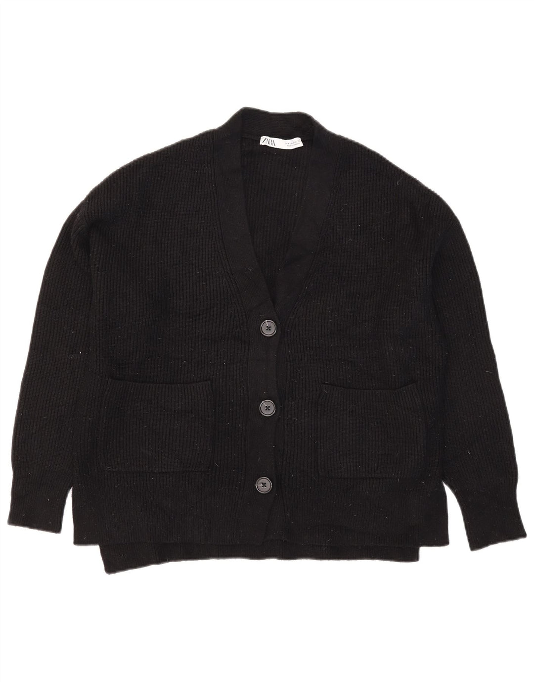 Zara Γυναικείο πουλόβερ με ζακέτα UK 14 Medium Μαύρο
