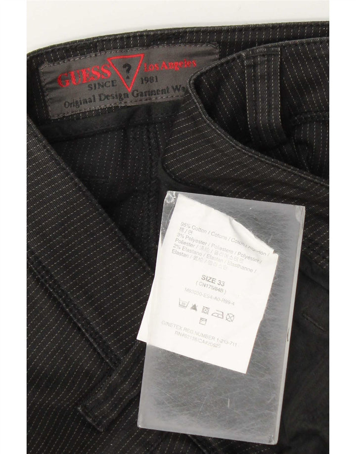 Ανδρικό τζιν ίσιο Guess W33 L32 Μαύρο ριγέ βαμβακερό