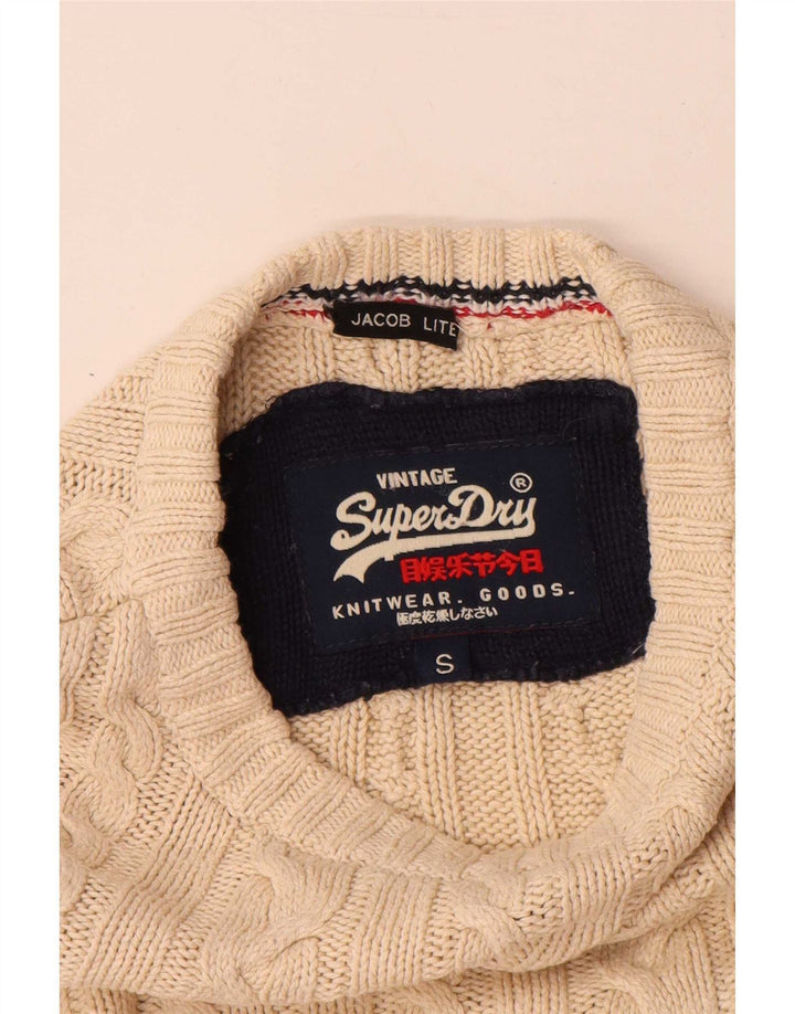 Ανδρικό πουλόβερ με λαιμόκοψη Superdry Μικρό βαμβακερό μπεζ