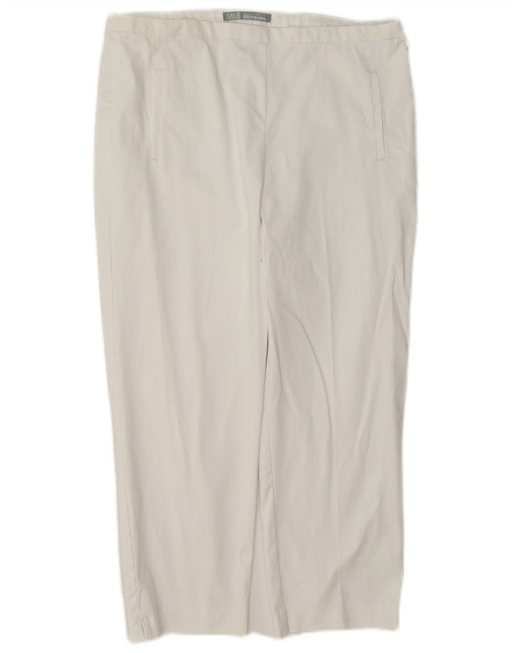 Marks & Spencer Γυναικείο παντελόνι Capri UK 12 Medium W30 L21 Λευκό βαμβακερό