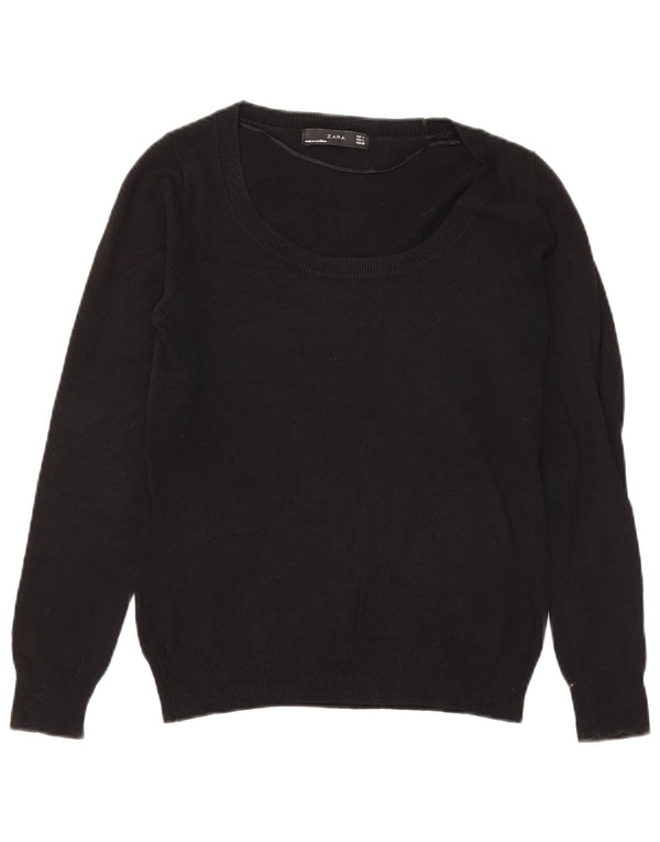 Zara Γυναικείο πουλόβερ με λαιμόκοψη UK 14 Large Μαύρο