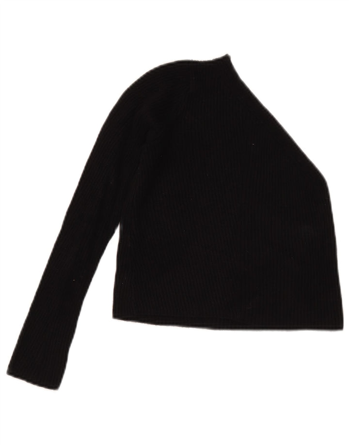 Zara Womens Crop One Shoulder Top UK 8 Small Black Viscose
