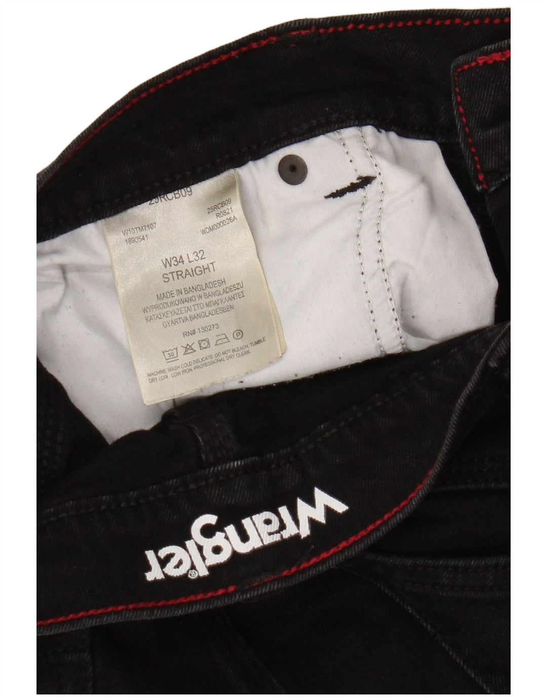 Ανδρικό τζιν Wrangler ίσιο W34 L29 μαύρο βαμβακερό