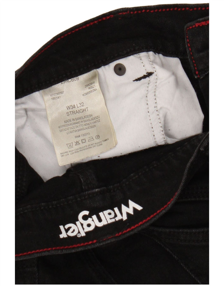 Ανδρικό τζιν Wrangler ίσιο W34 L29 μαύρο βαμβακερό