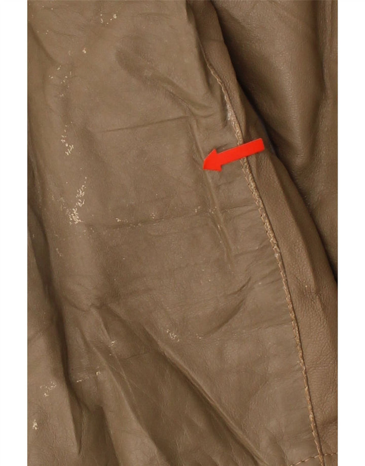 VINTAGE Mens Leather Jacket IT 48 Medium Khaki Leather Vintage Vintage and Second-Hand Vintage from Messina Hembry 