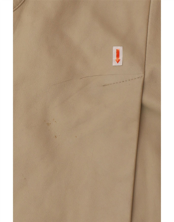 OLLY & CO Γυναικείο Δερμάτινο Παλτό UK 10 Small Beige Leather