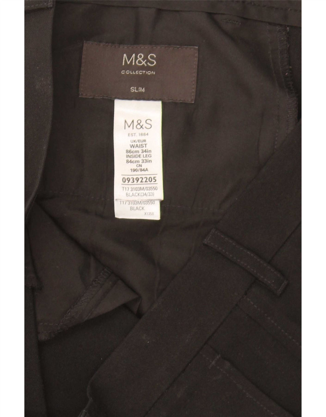 Marks & Spencer Ανδρικό Slim παντελόνι Chino W34 L33 Μαύρο πολυεστέρα
