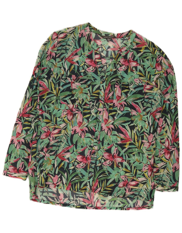 Laura Ashley Γυναικείο πουκάμισο Μπλούζα UK 14 Μεγάλο πράσινο φλοράλ βαμβακερό