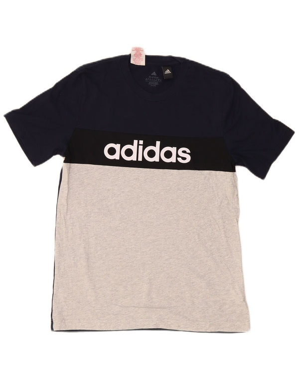Γραφικό T-shirt Adidas Boys Top 13-14 ετών Navy Blue Colorblock Βαμβακερό