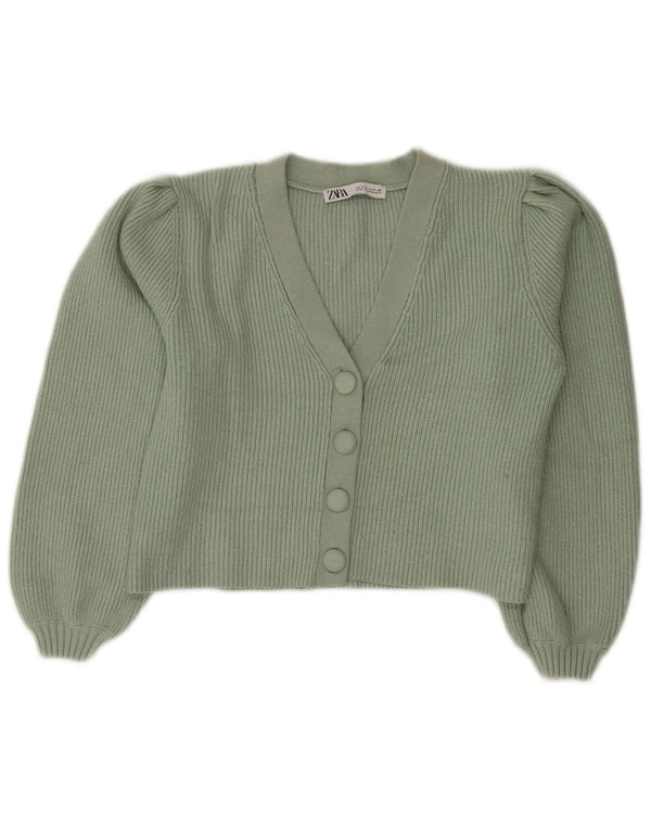 Zara Γυναικεία ζακέτα Crop UK 10 Small Green Viscose