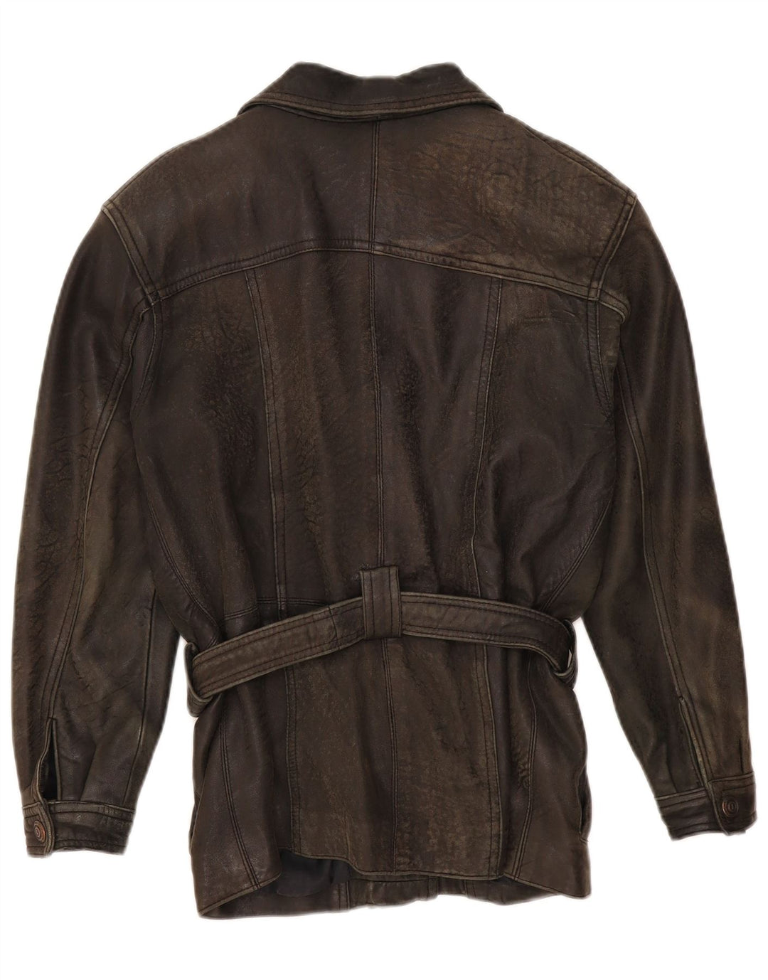 Vintage Γυναικείο Δερμάτινο Oversized Biker Jacket UK 10 Small Brown Leather
