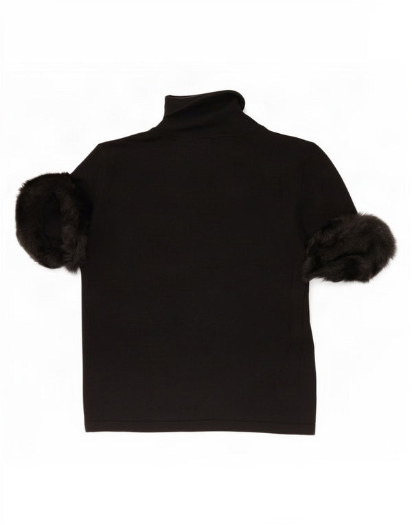 Benetton Γυναικεία Crop Μπλούζα Τοπ UK 10 Small Black