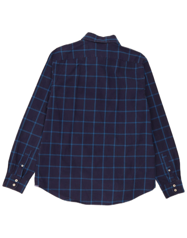 Boden Mens Shirt Large Navy Blue Check Cotton