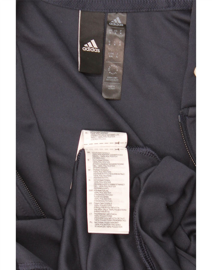 Ανδρικό πουλόβερ ADIDAS Aeroready με φερμουάρ με κουκούλα μεσαίου μπλε πολυεστέρα