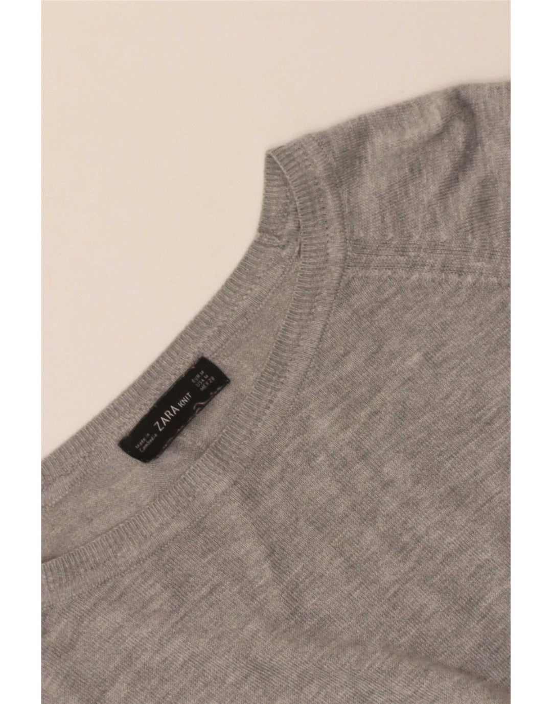 Zara Γυναικείο Crop Boat Neck Jumper πουλόβερ UK 14 Medium Grey