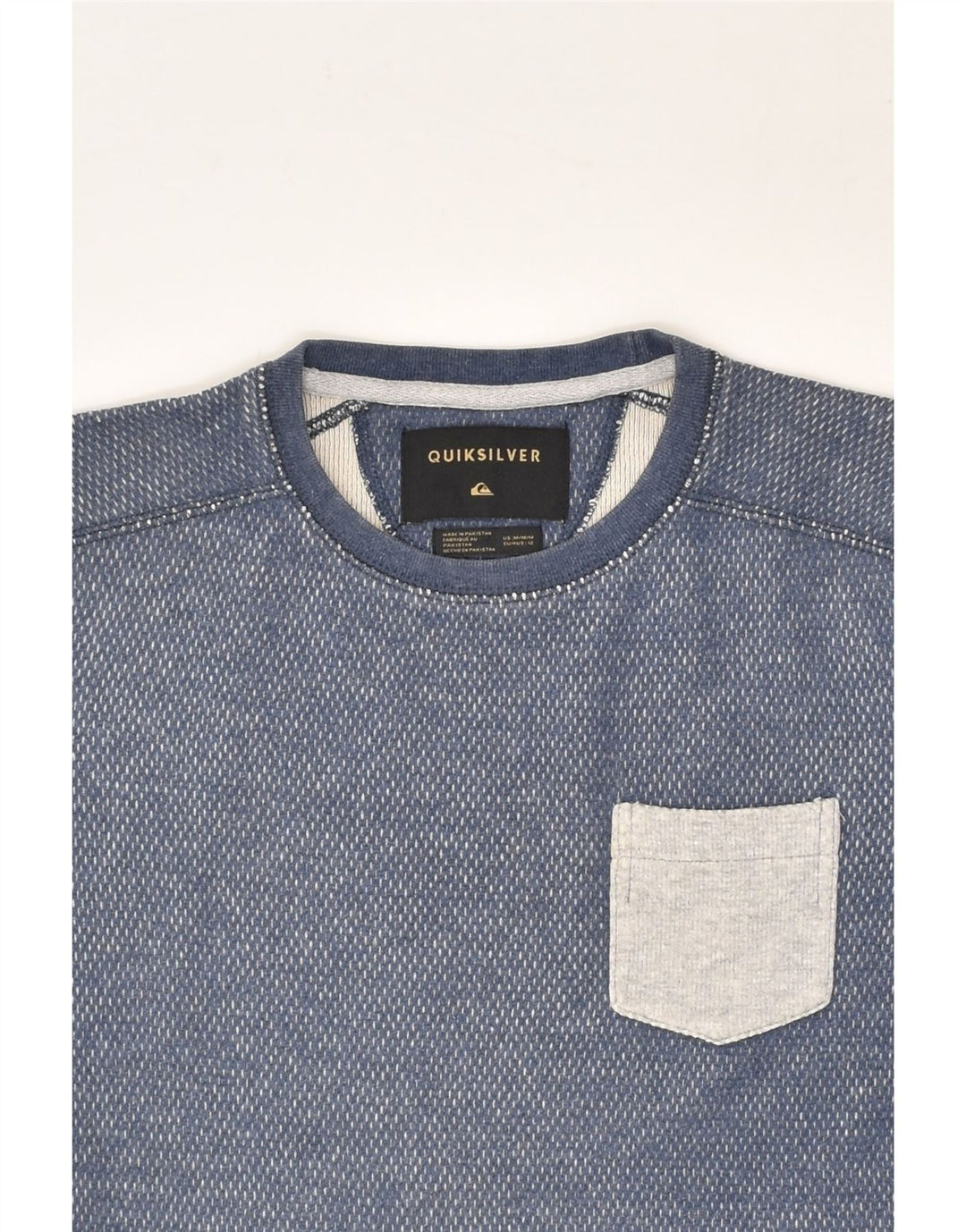 QUIKSILVER Womens Sweatshirt Jumper UK 12 Medium Blue Cotton | Vintage Quiksilver | Thrift | Second-Hand Quiksilver | Used Clothing | Messina Hembry 