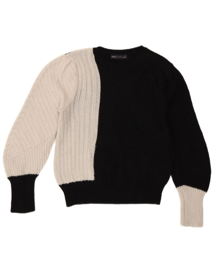 Marks & Spencer Γυναικείο πουλόβερ με λαιμόκοψη UK 12 Medium Black