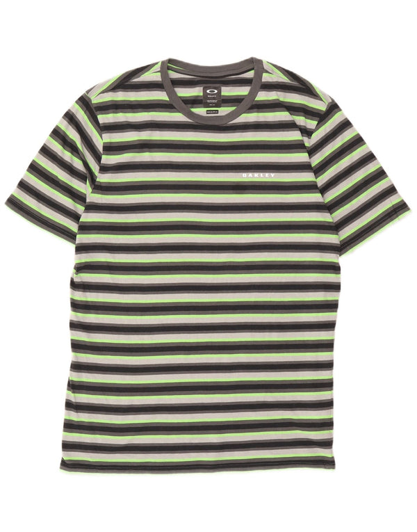 Ανδρικό T-Shirt Oakley με κανονική εφαρμογή XL Πράσινο βαμβακερό ριγέ