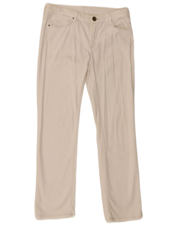 Marks & Spencer Γυναικείο ίσιο casual παντελόνι UK 10 Small W30 L29 Λευκό