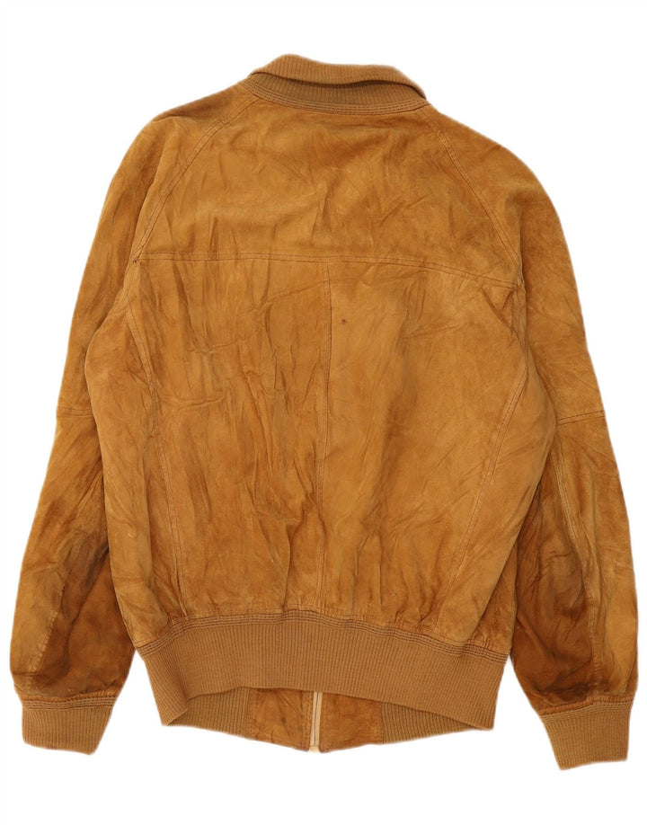VINTAGE Ανδρικό Suede Bomber Jacket UK 38 Medium Beige