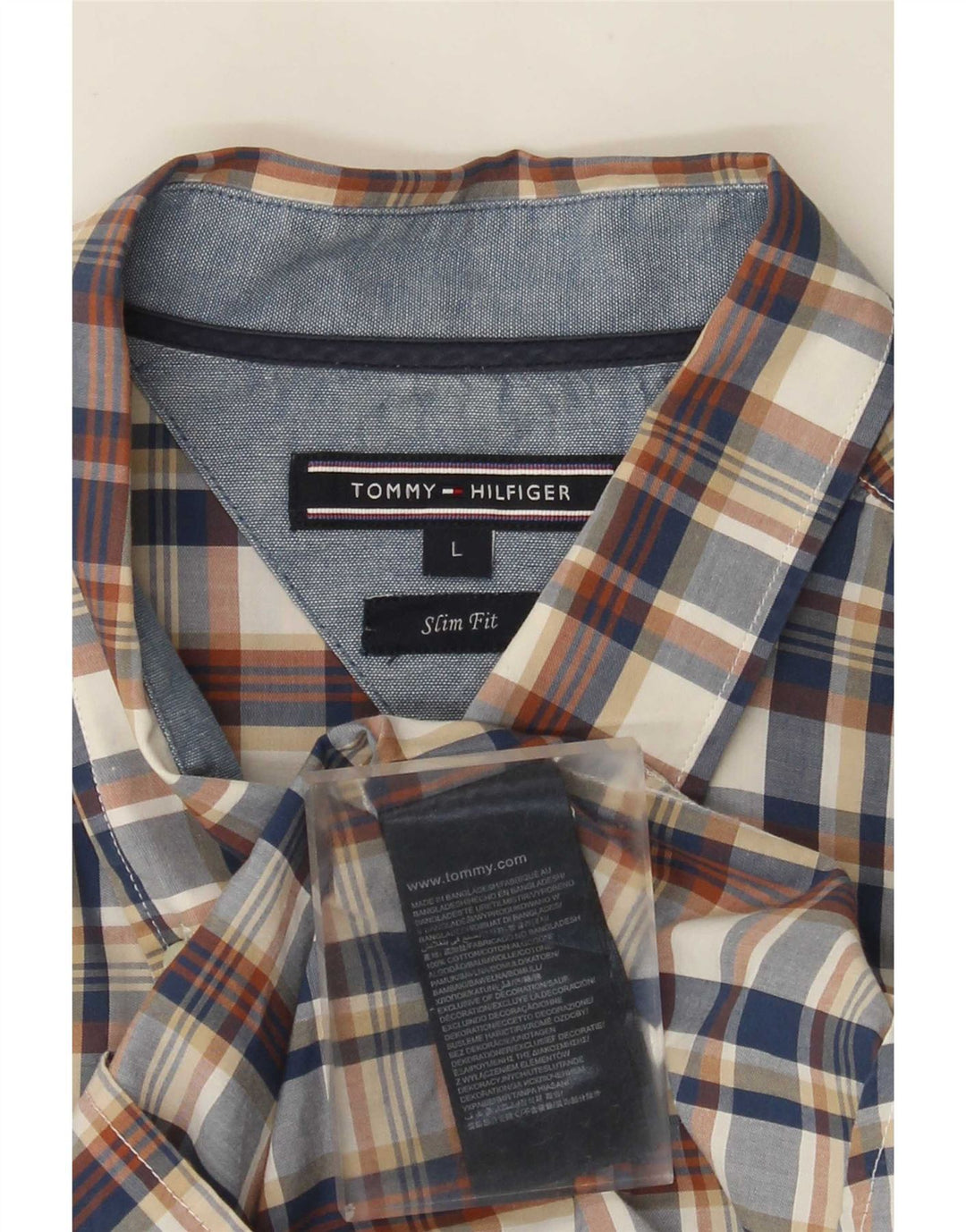 Tommy Hilfiger Ανδρικό κοντό μανίκι Slim Fit πουκάμισο Μεγάλο πολύχρωμο καρό