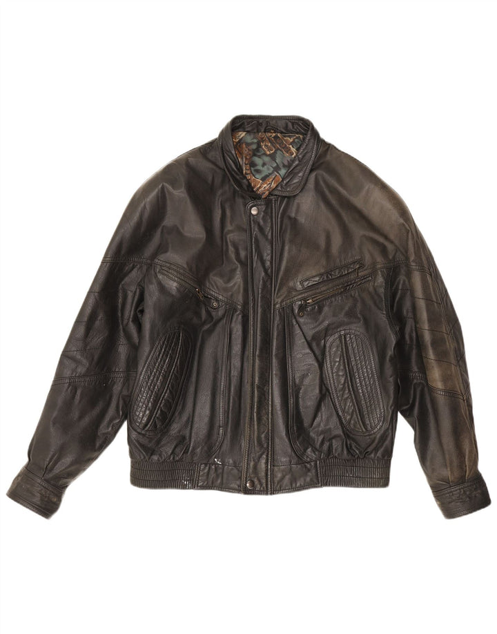 Vintage Ανδρικό Δερμάτινο Μπουφάν IT 48 Medium Black Leather
