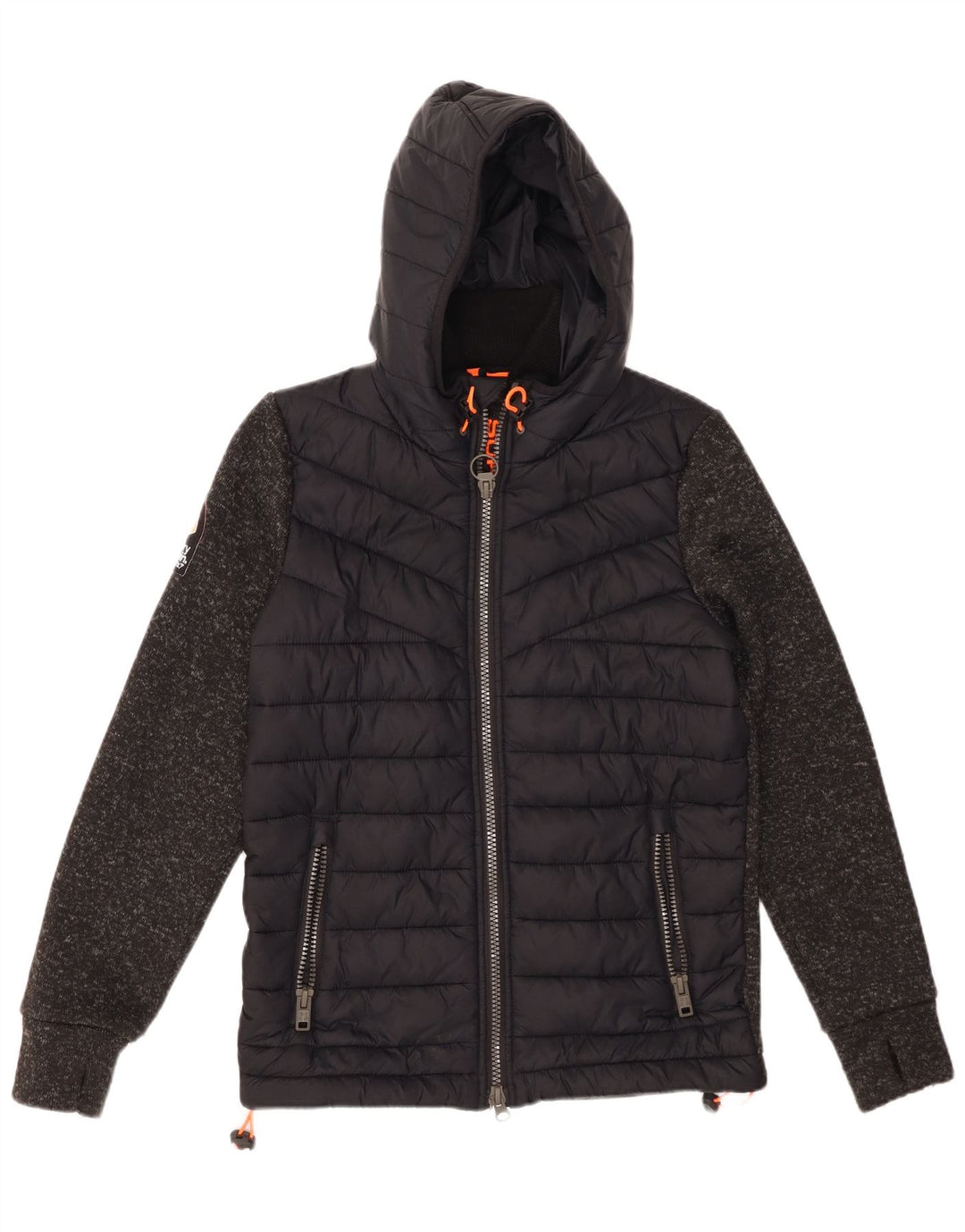 Ανδρικό μπουφάν με κουκούλα SUPERDRY UK 38 Medium Black Colorblock Nylon