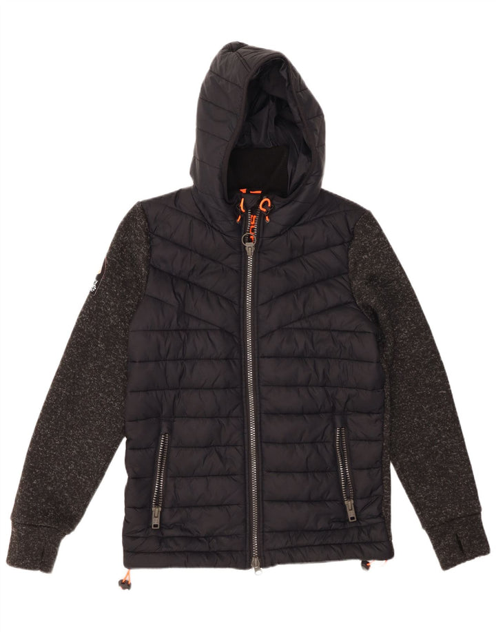 Ανδρικό μπουφάν με κουκούλα SUPERDRY UK 38 Medium Black Colorblock Nylon