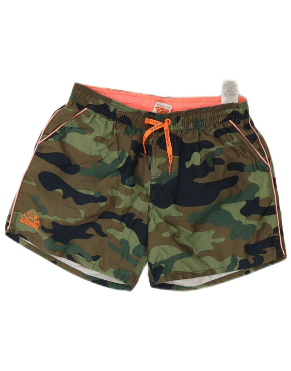 Sundek Boys Swimming Short 15-16 Years Khaki Camouflage Polyester