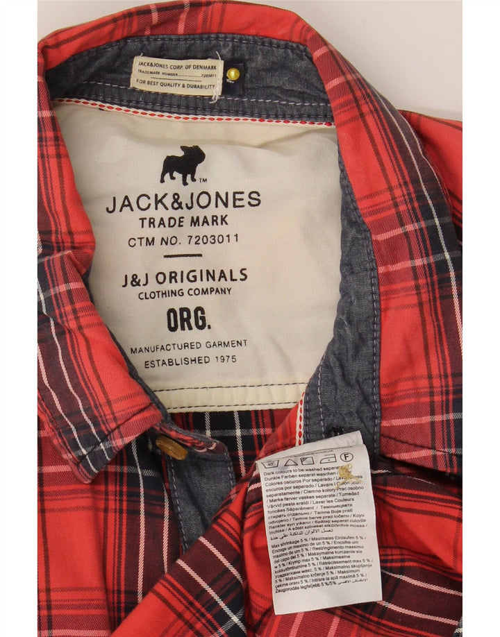 Jack & Jones Ανδρικό κοντομάνικο πουκάμισο, μεσαίο κόκκινο βαμβακερό